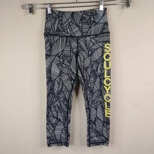 Lululemon x Soulcycle Leggings Black White Leaf Cropped Roll Down